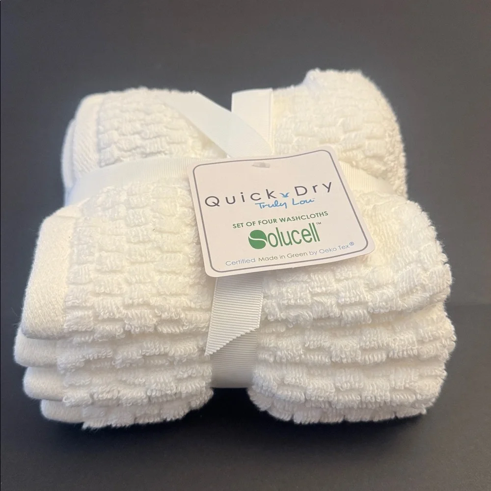 8pc TRULY LOU Quick Dry 100% Cotton Quick Dry Bath Towel Set - White